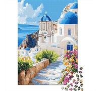 Santorini Church1000pc Sturdy Cardboard View Jigsaw Puzzle Adults Kids Educational Game Brain Training Concentration Relaxation Home Activity 38x26cm/1000pcs