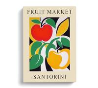 Santorini Fruit Market Exhibition Apple Canvas Print | Gallery Wrapped 30mm Frame Wall Art | 30x20 inches | Ready to Hang | Modern Still Life Picture | Living Room Bedroom Lounge Office