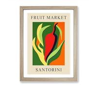 Santorini Fruit Market Exhibition Red Chili Pepper Framed Print | A2 Oak Framed Wall Art | Ready to Hang | Modern Food Picture | Living Room Bedroom Lounge Office