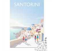 Santorini Greece Adult Jigsaw Puzzle, 1000 Pieces, 52x38cm/1000pcs, Indoor Activity Away from Screens, Evening Leisure And Quiet Weekends