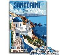 Santorini Greece Adult Jigsaws 1000 Piece, Suitable for Ages 14 And Up Toy Wall Decor Birthday And Unique Gifts 1000pcs (26x38cm)