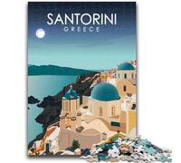 Santorini Greece at Night Jigsaws Puzzles 1000 Pieces for Adults Gifts, Staycation Kill Time Birthday Present, Gifts, Wall Art for 14+ 1000pcs (50x75cm)