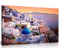 Santorini Greece At Sunset Canvas Wall Art Picture Print (12x8in)