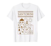 Santorini Greece Blue Dome Churches Greek Ancient Art Travel T-Shirt