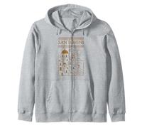 Santorini Greece Blue Dome Churches Greek Ancient Art Travel Zip Hoodie