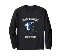 Santorini Greece Classic Greece Flag Map Design Long Sleeve T-Shirt