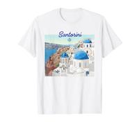 Santorini Greece Gr lag Vacation Art Blue Domes Value Graphic T-Shirt, Men, White, XL
