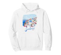 Santorini Greece Island Blue Domes Flowers Souvenir Pullover Hoodie