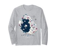 Santorini Greece Island Map Art Souvenir Long Sleeve T-Shirt