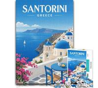 Santorini Greece Jigsaw Puzzle 1000pcs (70x50cm) for Adults | For relaxed days after Christmas: Adult jigsaw puzzle with 1000 pieces creates puzzle time on colder days.