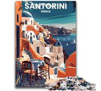 Santorini Greece Jigsaw Puzzles for Adults 1000 Pieces, Stress Reliever Staycation Kill Time with Matching Poster And Trivia Sheet 1000pcs (50x75cm)