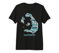 Santorini Greece Map Greek Pattern Travel Vacation Premium T-Shirt