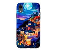 Santorini Greece Night Greek Theme Abstract Art Case for iPhone XR
