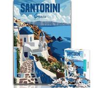 Santorini Greece Puzzles for Teenagers Teens 1000pc Puzzle,Pattern Assembly Fun at Home Activities,Birthday Present,Travel Gifts 38x26cm