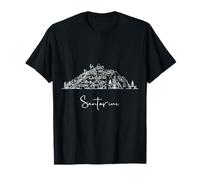 Santorini Greece Skyline Travel Souvenirs White Cityscape T-Shirt