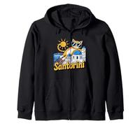 Santorini Greece Souvenir/Cat Santorini Zip Hoodie