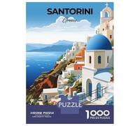 Santorini Greece Travel 1000 Piece Jigsaw Puzzle, Continental Street Poster, Screen-Free Fun, Interlocking Paper Pieces, Travel Gift for Home Décor Fans, 38x26cm/1000pcs