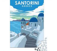 Santorini Greece Travel 1000 Piece Jigsaw Puzzle for Adults, 38x26cm/1000pcs, Screen-Free Activity, Relaxing Indoor Time And Quiet Weekends