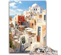 Santorini Greece Travel 1000 Piece Jigsaw Puzzle for Adults And Teenagers,Decompressing Intellectual Educational Toy Secret Santa Gifts (38x26cm)