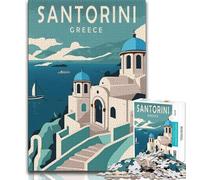 Santorini Greece Travel 1000 Piece Jigsaw Puzzle for Adults Teens,Challenging Game Gifts for Is Ideal As A Gift for The Whole Family 75x50cm
