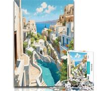 Santorini Greece Travel 1000 Piece Jigsaw Puzzles for Adults,Challenging Game Gifts for Is Ideal As A Gift for The Whole Family 38x26cm