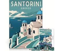 Santorini Greece Travel 1000 Piece Jigsaw Puzzles for Adults Teenagers Mind Training Serene Escape Laser Cut Nice Gift (38x52cm)