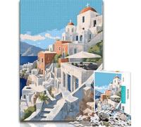 Santorini Greece Travel 1000 Piece Jigsaw Puzzles for Teenagers,Educational Games Home Decoration Suitable for Desktop Decoration 38x26cm