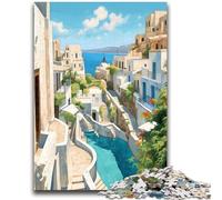 Santorini Greece Travel 1000 Piece Jigsaw Puzzles for Teenagers Gifts, Family Game Stress Reliever Difficult Challenge Gifts for Friends And Family 1000pcs (50x75cm)