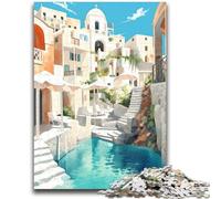 Santorini Greece Travel 1000 Pieces Jigsaw Puzzle For Adults Teens, Help The Brain Exercise Addictive Toys to Cultivate Patience Perfect Decoration 1000pcs (50x75cm)