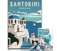Santorini Greece Travel Jigsaw Puzzles for Adults 1000 Piece,Challenging Game Toys Every Piece Is Unique - Challenging Family Fun Game 38x26cm