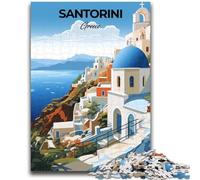Santorini Greece Travel Jigsaw Puzzles for Teenagers 1000 Jigsaws, for Age 14+ Fun Games Fun Activities at Home, Birthday Gifts, Travel Gifts 1000pcs (50x75cm)