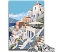 Santorini Greece Travel Jigsaws 1000 Pieces for Adults, Challenging Game Gifts for Is Ideal As A Gift for The Whole Family 1000pcs (26x38cm)