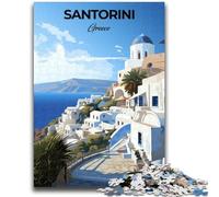 Santorini Greece Travel Puzzles for Adults Teens 1000 Pieces, Toys Educational Games Stress Relieving Wishlist with Santa Claus 1000pcs (26x38cm)