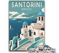 Santorini Greece Travel Puzzles for Teenagers Teens 1000pc Puzzle,Decompressing Intellectual Educational Toy Secret Santa Gifts (38x52cm)