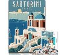 Santorini Greece Travel Puzzles for Teenagers Teens 1000pc Puzzle,Family Game Stress Reliever Difficult Challenge Secret Santa Gifts 75x50cm