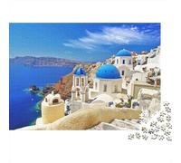 Santorini Greece View 1000 Pieces Jigsaw Puzzle Logic Skill Decompression Wall Decor Family Game Night Cardboard 52x38cm/1000pcs