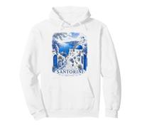 Santorini Greece Vintage Travel Poster Aegean Dreams Pullover Hoodie