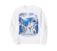 Santorini Greece Vintage Travel Poster Aegean Dreams Sweatshirt