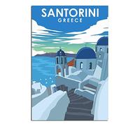Santorini Greece Vintage Travel Posters Islands Canvas Art Print Office Family Bedroom Decorative Posters Gift Wall Decor Poster 8x12inchs(20x30cm) Unframe-.