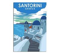 Santorini Greece Vintage Travel Posters Islands Canvas Art Print Office Family Bedroom Decorative Posters Gift Wall Decor Poster 12x18inchs(30x45cm) Unframe-.