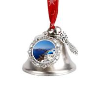 Santorini Greek Island Sea View Christmas Bell Christmas Tree Decoration Wing Bell Personalization Sleigh Bells Ornaments Jingling Bells for Holiday Party Decoration