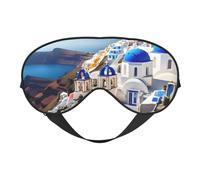 Santorini Greek Island sea View Eye Mask, Sleep Mask for Men Women 100% Blackout, No Pressure On Eyes, Soft & Breathable