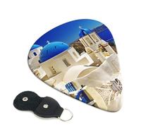 Santorini Greek Island sea View Guitar Picks, 6 Pcs Guitar Plectrums double-sided printing, suitable for acoustic, electric and bass guitars, including 0.46 mm 0.71 mm 0.96 mm