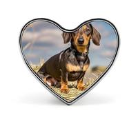 Santorini Greek Island Sea View Lapel Pin Cute Heart Brooch Badge Fashion Tie Tack Pin for Hats, Clothing, Bags Unique Accessories Gift for Men & Women, Dachshund Dog, Love form