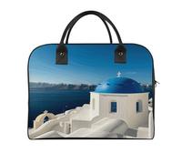Santorini Greek Island Sea View Laptop Tote Bag Casual Travel Handbag Multi Pocket Shoulder Bags for Work Travel