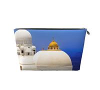 Santorini Greek Island Sea View Leather Travel Wash Bag, A Fashionable and Practical Makeup Organizer