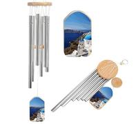 Santorini Greek Island Sea View Memorial Wind Chime for Outside 20.5" Windchimes for Loss of Loved One Mother Father Deep Tone Decor Patio Garden Porch Sympathy Gift for Bereavement Condolence Funeral