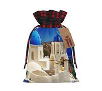 Santorini Greek Island sea View Patterned decorative gift bag, drawstring candy bag, reusable, suitable for storing gifts or everyday items.