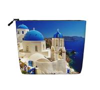 Santorini Greek Island sea View Patterned Single Layer Cosmetic Bag, Travel Toiletry Bag, Suitable for Business Trips and Daily use.