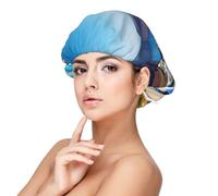 Santorini Greek Island sea View Print Adult's Satin Sleeping Cap, Satin Bonnet for Sleeping - Silk Sleep Cap for Women and Men Black, Black, One size